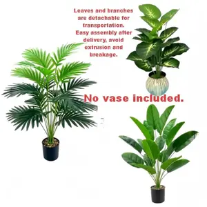 Three-Piece Realistic Palm Tree Set, Lifelike Plastic Bonsai Plants, Indoor Outdoor Decor, Spring Garden Decoration, Artificial Palm Trees, Artificial Olive Tree