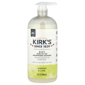Kirk's 3-In-1 Head To Toe Nourishing Cleanser, Juniper & Lime, 32 fl oz (946 ml)