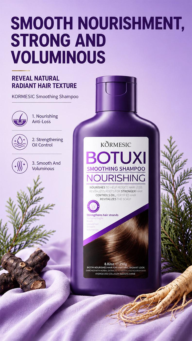 [NEW] KORMESIC Botuxi Smoothing Nourishing Shampoo | Biotin & Collagen Anti Hair Loss Shampoo with Multi Herbal Extracts, Oil Control, Volumizing Smooth Frizzy Hair for Men Women