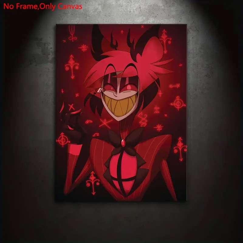 1 piece/set of unframed canvas print posters, Modern cool design, classic anime art, Hazbin Hotel Alastor, perfect gift for animation lovers, ideal gift for bedroom, living room, mural, wall decoration, room decoration, Artistic Artwork