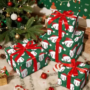 Christmas Baseball Wrapping Paper Roll for Boys Mini 17x16.4 Feet with Santa Hat Design Green Sports Gift Wrap for Fans Holiday Party