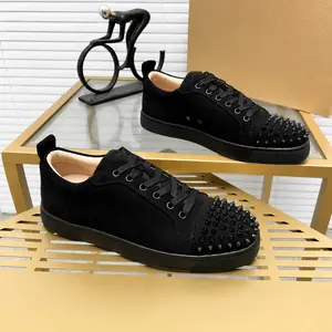 Luxury Black Studded Low-Top Sneakers for Men & Women | Casual Fashion Streetwear Shoes