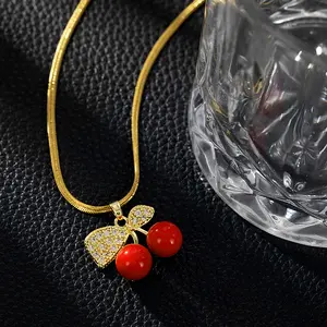 The Cherry  Pendant Necklace for Women,Fashion Necklace for Party, Daily Clothing Decor,Trendy All-match & Exquisite Necklace for Birthday Gift a-1