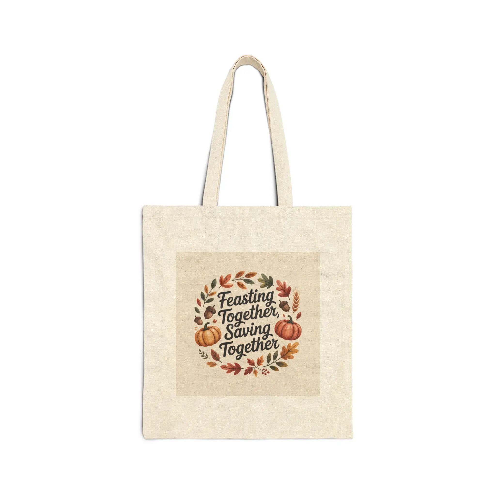 Feasting Together Holiday Tote Bag, Eco-Friendly Shopping Bag, Thanksgiving Gift, Fall Festival Bag, Reusable Canvas Tote