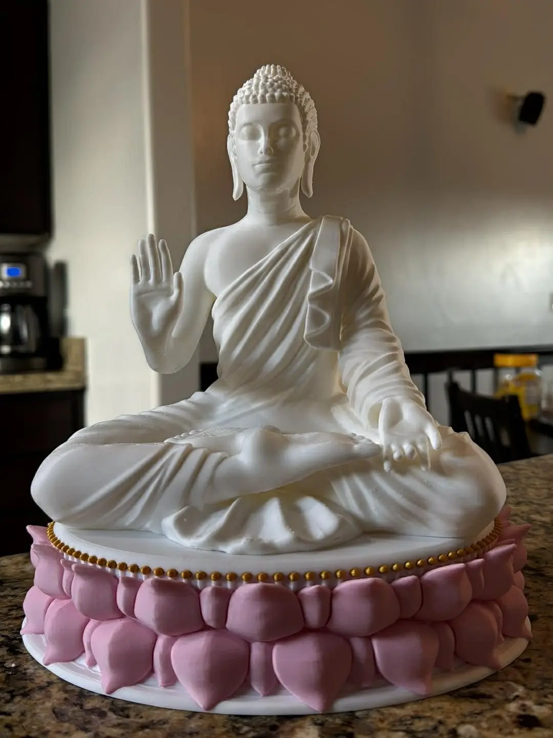 Protection Buddha Statue - 3D Printed Overcoming Fear Buddha Figurine - Courageous Decor in Various Finishes - Handcrafted Apsara Dancer in Flying Pose - Cambodian Cultural Art - 9.5 Inches Tall