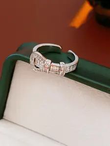 Elegant Zircon Horse Hoof Open Ring, Sparkling Zircon Inlay Jewelry Accessory, Perfect Gift for Women, Stylish Design for All Occasions