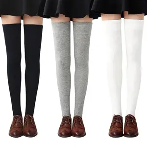 3 pairs Women's Knee High Athletic Socks Knit Warm Thick Tall Long Boot Socks Soft Stripe Tube Outdoor Sport Socks
