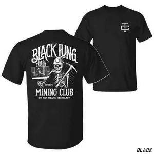 Troll Co Black Lung Mining Club T-Shirt Vintage Coal Miner Skeleton Tee Blue Collar Graphic Shirt Gift For Hardworki Eve Essential Tee for All