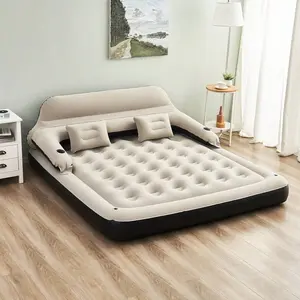 Air Mattress Sofa Bed For Camping, Portable Inflatable Couch With Headboard And Soft Pillow (Pump Not Included)
