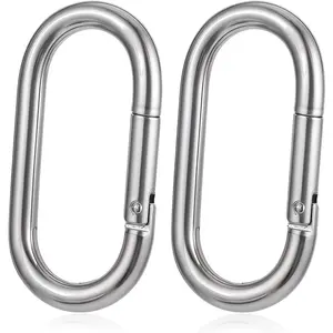 2 count 4 Inch Carabiner Clip Oval Carabiner Clip Heavy Duty Carabiner Spring Snap Hook Oval Shape 10x100mm