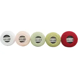 Size 80 Thinner Than 0.3mm Double Mercerized Egyptian Long Fiber Cotton Crochet Thread for Tatting Lace Dollies Doll Toys DIY Projects 5 Balls Set L