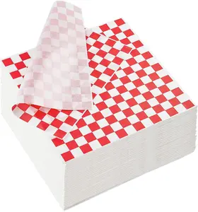 500 Sheets Red and White Checkered Deli Paper, 12 x 12 Inch  Resistant  Basket Liners, Classic Wrapping Paper for Sandwiches, Hamburgers, Hot dogs, Fast