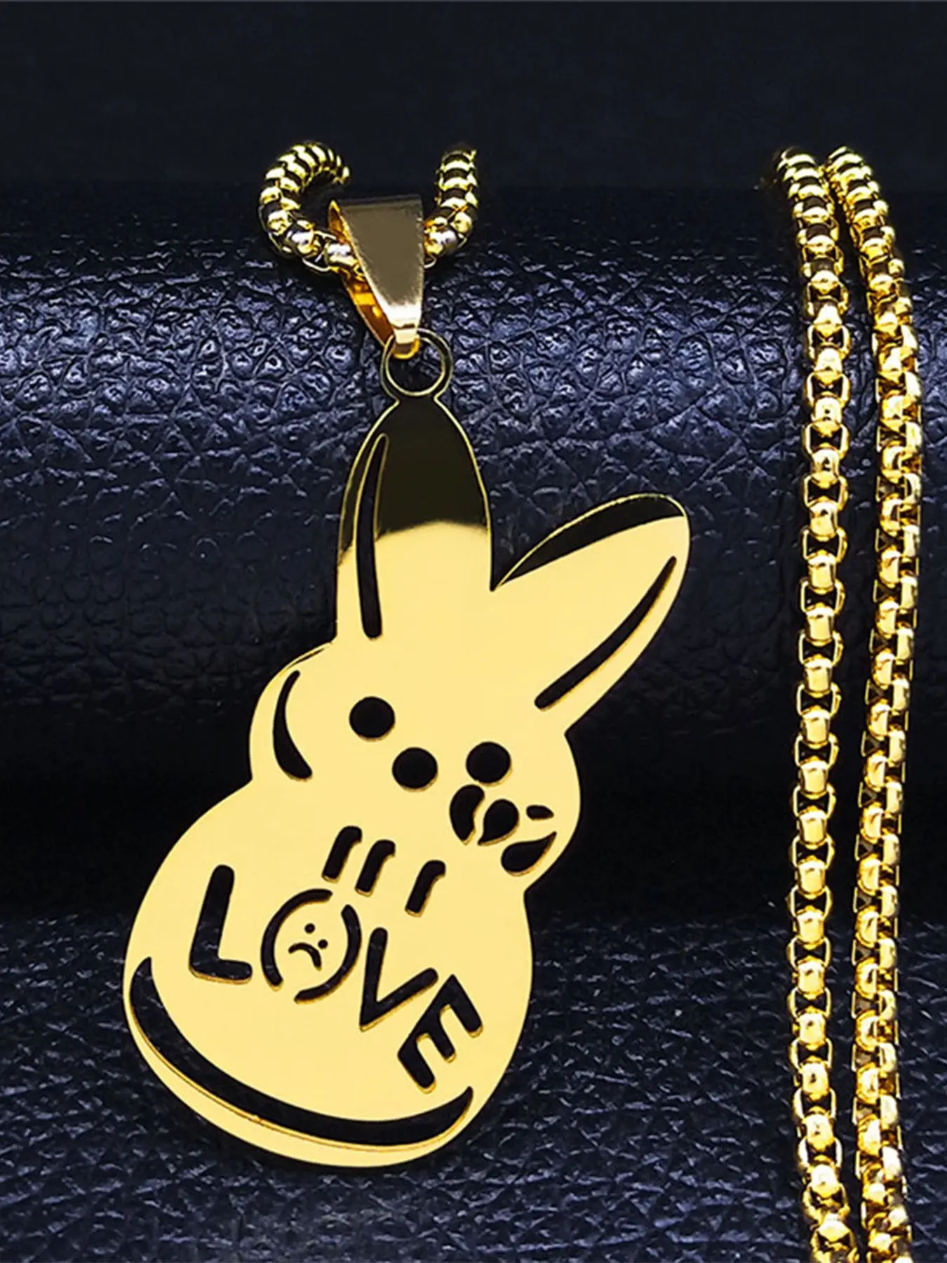 Kpop Lil Peep Rabbit Sad for Love Couple Pendant Matching Costume Jewelry Necklace for Women Men Stainless Steel Music R.I.P Chain Collar Fans Fashion Necklace