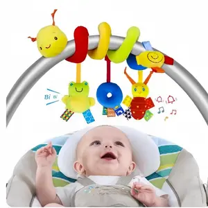 Spiral Hanging Baby Stroller Toy, Cute Baby Car Seat Toy, High Contrast Sensory Toy, Newborn Plush Activity Toy for Bed Bassinet Crib