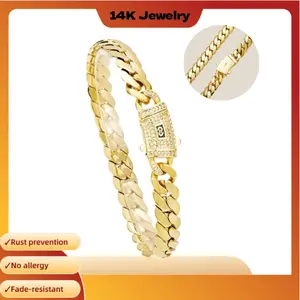 New 14K Gold Plated Figaro Chain with Black "S" Logo Clasp Necklace Set - Nano Coating Treatment, Waterproof, Rustproof & Skin-friendlyMiami vintage style, "width 8 mm, size range: 7.5 inches to 8.5 inches."Excellent gift choice.Unisex