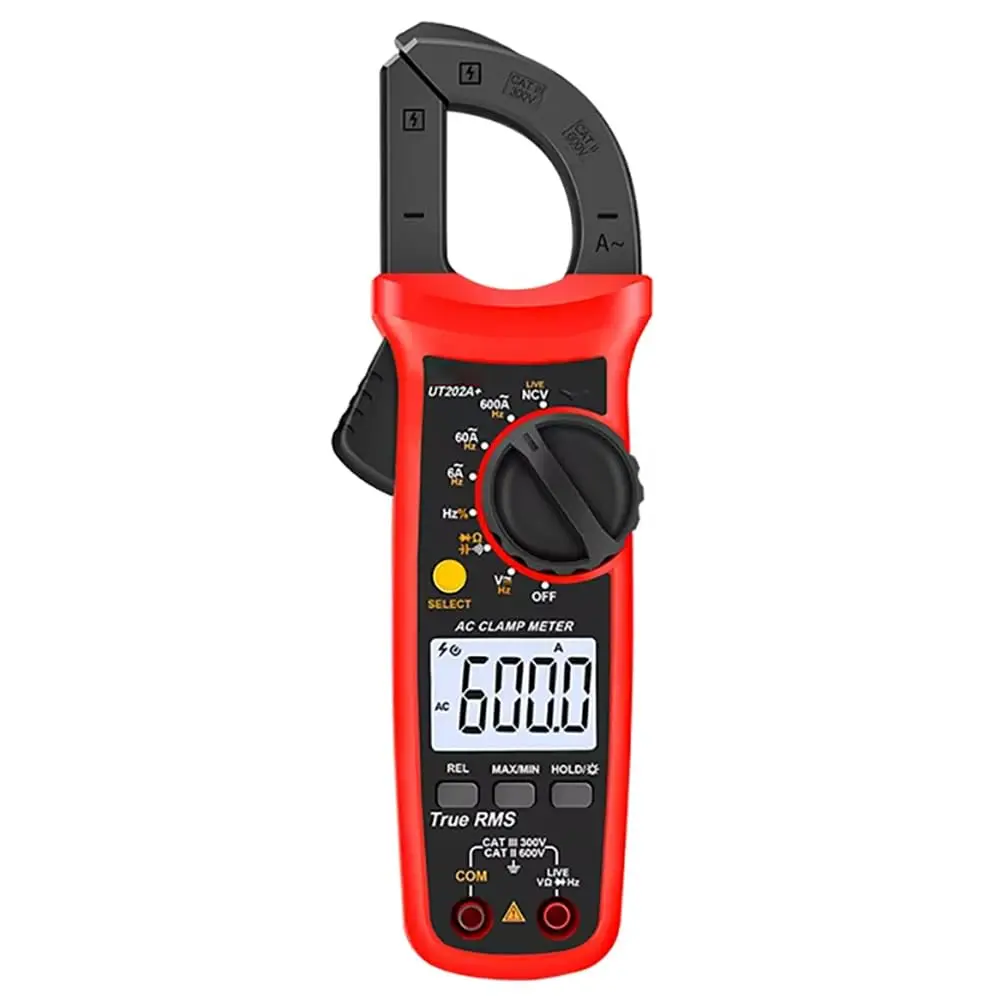 UT202A+ Digital Multimeter, 6000 Counts True RMS Auto-Ranging Electrical Tester, AC/DC Voltage, 0.001A–600A Current, Resistance, Capacitance, NCV, Continuity, Diode Testing, Max/Min Values, Relative Value Measurement, Data Hold for DIY Enthusiasts, 600V,