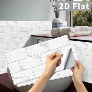 24-piece Durable 2D Flat Stone-like Texture Wall Stickers Peel-and-stick Type for Indoor & Outdoor Decoration Waterproof Long-lasting Material
