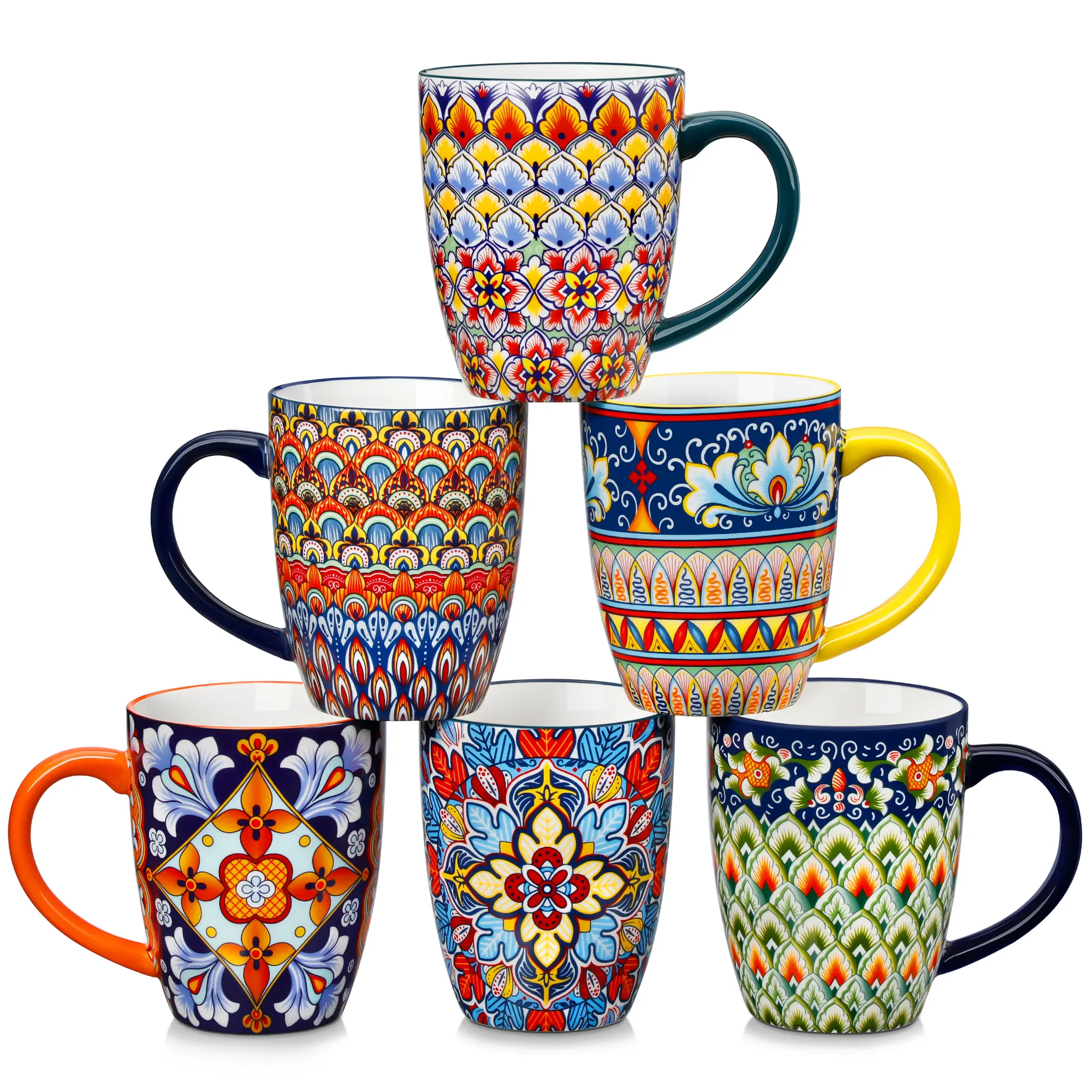 vancasso SIMI Porcelain Coffee Mugs Set of 6, 12/14/16/18 oz Multicolor Ceramic  Cups for Latte, Cappuccino, Tea & Cocoa, Boho Style, Microwave & Dishwasher  Safe - TikTok Shop