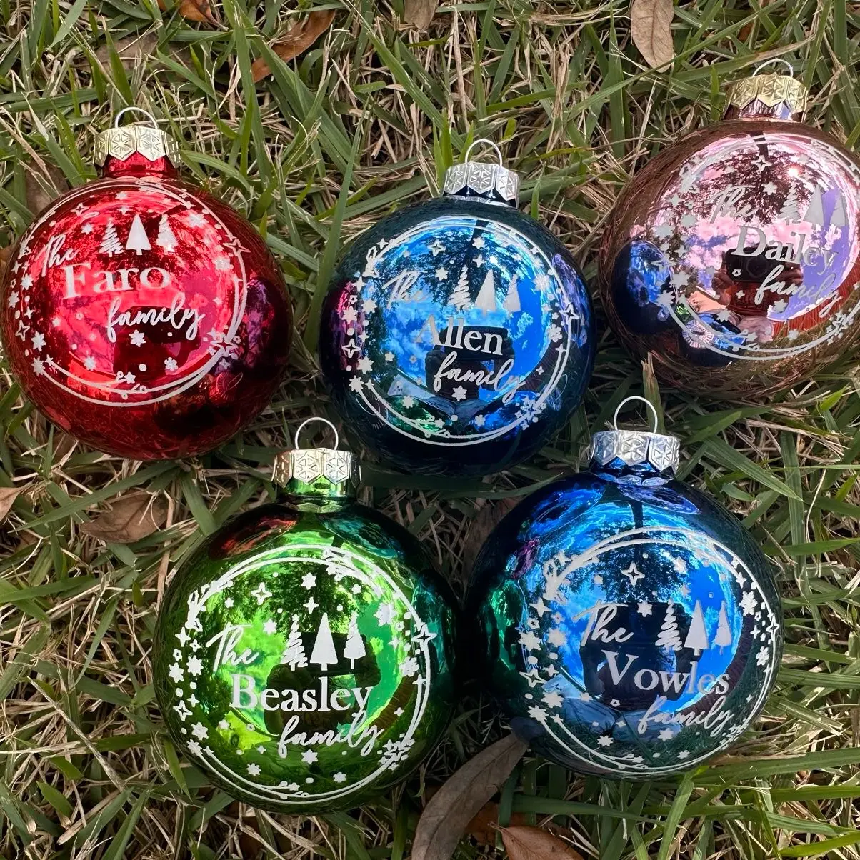 Personalized Christmas Tree Ornaments - Custom Name Glass Bulb Decorations