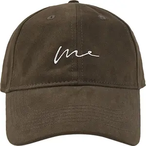 Vintage Washed Baseball Cap, Custom Style Hat with "me" Handwritten Script Graphic Embroidery, Fabric Letter, Front Text & Letter Embellishment Design, Custom Style Hats, Fabric Letter Hats