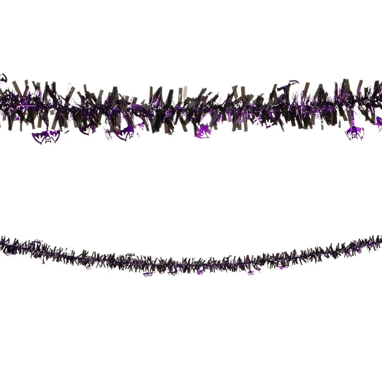 Halloween Purple Bats Tinsel Garland Decoration, 24 ft