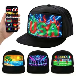 LED Novelty Light Hat, APP Smartphone-Controlled, Supports Text/Images/Doodles for DIY, Adjustable Size, Ideal for Outdoor Activities & Holiday Parties, Perfect Gift Option, Accessories, Tech Accessories, Modern Novelty Lighting, Artwork Novelty Lighting