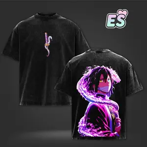 Obanai Iguro Demon Slayer Snake Hashira Anime Double Printed Vintage Washed Tee Unisex Oversize Heavyweight Cotton Manga Graphic Crewneck Soft Tops Natural Shade T-shirt Anime Gift