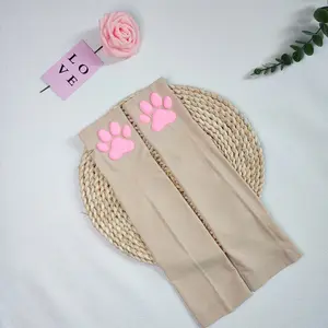 2026 Cute 3D Silicone Pink Cat Claw Paw Pads Soft Fingerless Fluffy Sun Protection Cool Sleeves Cute Gloves Long Tube for Women