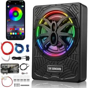 10 inch Subwoofer, Underseat Car 2000W Slim Subwoofer with Light, Enhanced Bass and Powered Subwoofer Car Audio with Mounting Wire Kit Fit Truck SUV Jeep MPV