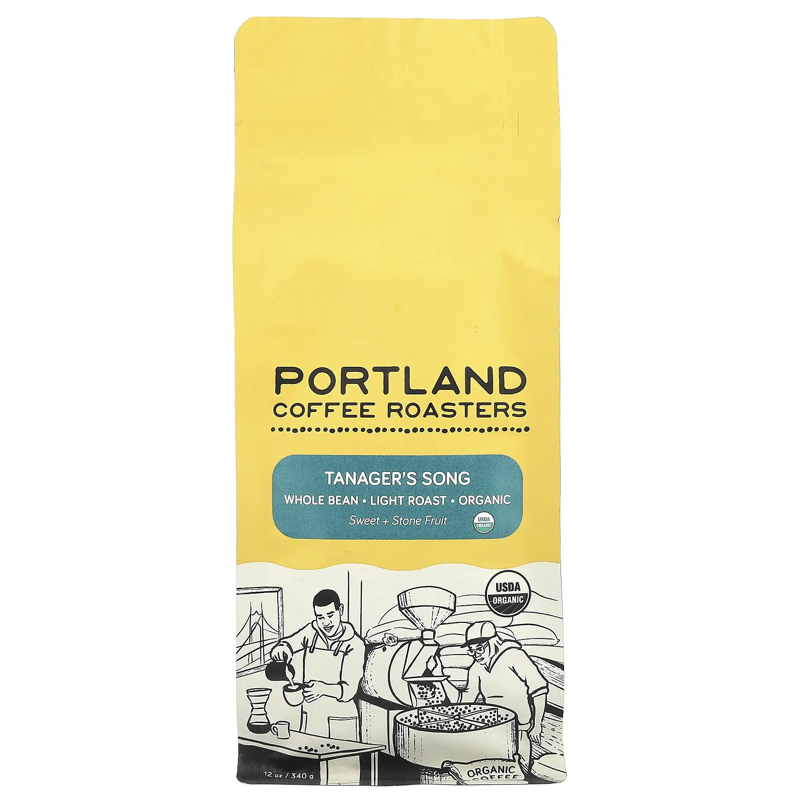 Portland Coffee Roasters Organic Coffee, Whole Bean, Light Roast, Tanager's Song, 12 oz (340 g)