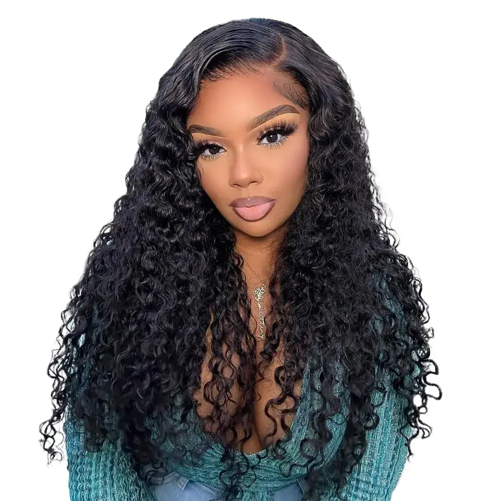 NuLook Hair 13x4 Transparent Lace Front Water Wave Wig Pre-Bleached Knots 180% Density Brazilian Human Hair with Natural Hairline for Women's Fashion #wigtok #Blackgirl #SpringFreshness Curly Wig Lace Frontal Pre Plucked Wigs