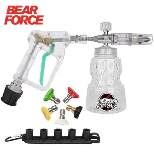 ALL-CLEAR Foam Cannon and Stubby Car Sprayer Combo by BearForce for Karcher Nilfisk Parkside Bosch Quick Connector Nozzles Gun Washing Kit