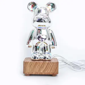 3D Teddy Bear Fireworks Nightlight, Glass Three- Dimensional Table Lamp, Color Changing Decorative Light, Ambient Glass Teddy Bear