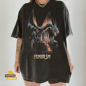 Feminism Dragon Shirt, Comfort Colors Feminist Tee, Womens Rights Unisex Tshirt, Feminist Girl Vintage Tee, Fantasy Dragon Shirt Women