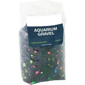 Aquarium Gravel, Fish Tank Gravel, Black With Fluorescent Accents, Compliments GloFish Tanks, 5 lb Bag