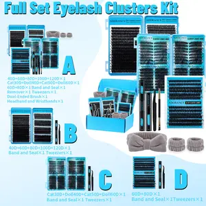 ADORANCE DIY Eyelash Extension Set Individual Lash Clusters D Curl Set With Lash bond & seal Remover Tweezers Brush And Headband and Wristband Suitable For Daily Commute Or Festive Celebrations, Easy DIY Lash At Home