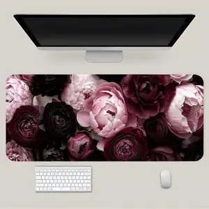 High Quality XL Peony Desk - Large Red Flower Mouse Pad With Non-Slip Rubber Base, Suitable For Office, Gaming, Or Home Decoration, Dimensions 89.92X39.88, E-Sports Keyboard Mat, Computer Desk, For Teens, Boyfriend