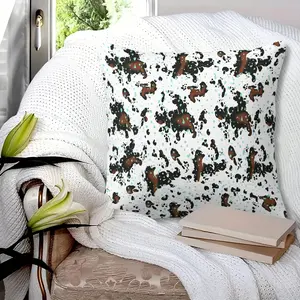 Western Style Cow Print Throw Pillow with Insert, 45cm Square Zipper Closure, White Base with Dark Brown, Mint Blue Cow Print Pattern, Soft Comfortable, Ideal for Bedroom Sofa Cushion, Modern Room Decor