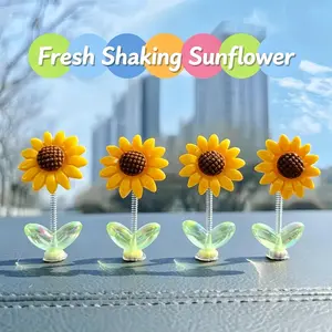 Sunflower Car Ornament, Trending Creative Cute Shaking Flower Decor, Fresh Floral Auto Dashboard & Rearview Mirror Decoration