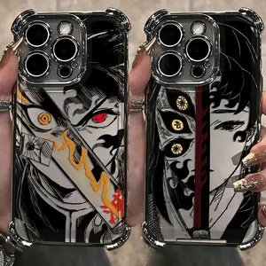 Anime Demons Slayers Plating Case for IPhone 17 16 15 14 13 12 11 Pro Max Plus and Samsung Galaxy S26 S25 S24 S23 S22 Shockproof Anti-Fall Armor Cover