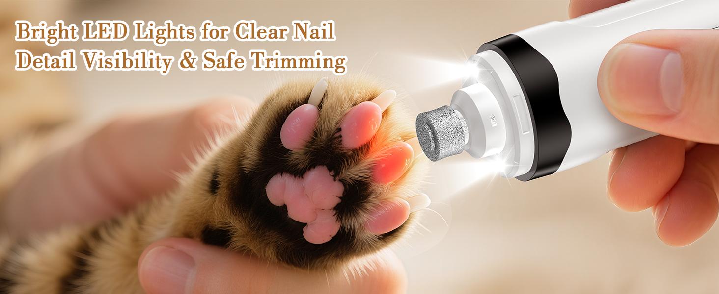 Cordless Dog Nail Clipper Professional Low Noise Electric Cat Nail Grinder/ Dog Nail Trimmer With LED Light And 2 Grinding Settings Paw Trimmer High-Quality Dog Grooming Tool A Cat Grooming Tool That Works For 300 Minutes On A Full Charge