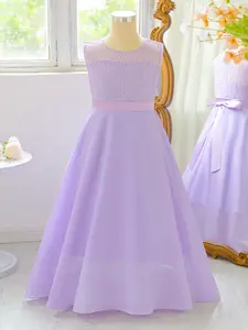 Lilac Chiffon Kids Clothes Long Ball Gown Children Performance Princess Formal Evening Party Pageant Prom Host Cocktail Dress Flower Girls for all Season 8 to 12 Years