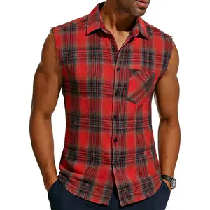 Men's Sleeveless Flannel Plaid Shirt - Light and Breathable, Retro, Suitable for Spring and Summer Casual Wear