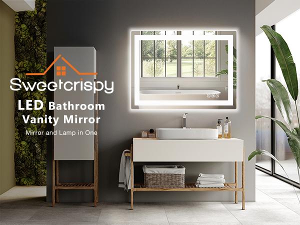 LED Bathroom Vanity Mirror for Wall with Anti-Fog, Dimmable Rectangle Mirrors, Front Light and Backlit, Memory Function, Tempered Glass, Shatter-Proof LED Bathroom Vanity Mirror for Wall with Anti-Fog, Dimmable Rectangle Mirrors, Front Light and Backlit, Memory Function, Tempered Glass, Shatter-Proof
