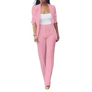 Women’s Fashion Autumn Two-Piece Suit – Dressy Long-Sleeve Blazer and Slim-Fit Pants Set for Business Outfits