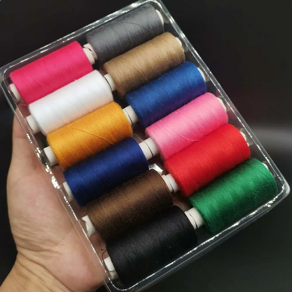 12 Pack 500m/piece Polyester Sewing Thread, Sewing Threads for Sewing Machine, Sewn Embroidery, Colorful, Durable, Length Precision, Suitable for Home Sewing Machines and DIY Crafts, Compatibility