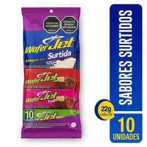 Jet Chocolate Wafer Assorted Flavors 10 Pack 22g Each