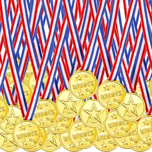 Plastic Award Medals Set, Gymnastics Sports Awards, Ideal for Olympics, Competitions, Talent Shows, Word Games, Birthday Party Favors, Class Incentive Gifts