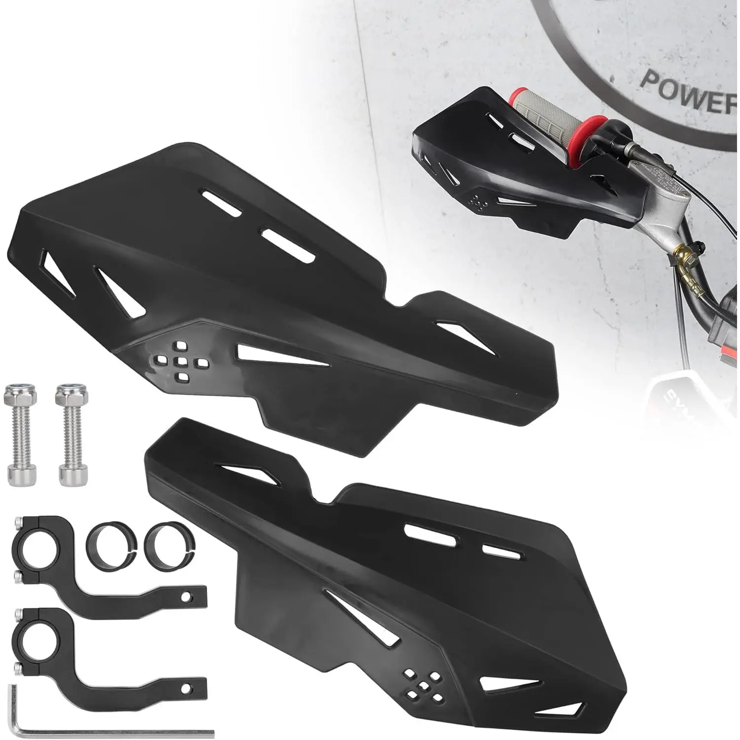 Dirt Bike Handguards 7/8 Inch 22mm,Motorcycle Handguards with CNC Bracket Pair Fit for Dirt Pit Bikes, Motocross, ATV, CRF KLX KX LTR TRX SX SXF EXC XCW Grizzly,Scooter,Hawk 250 - Black