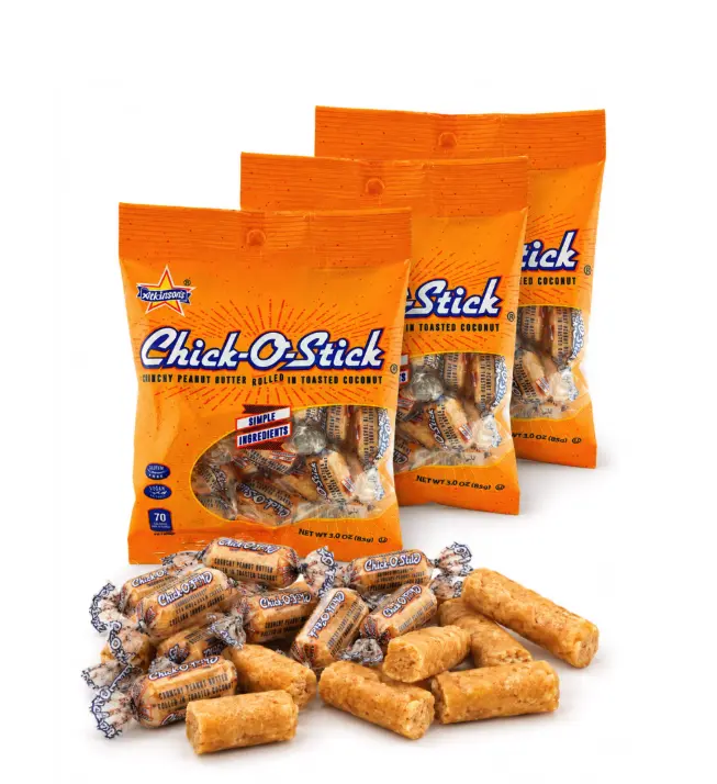 Atkinson’s Peanut Coconut Chick-O-Stick Chocolate Snack, 3 oz Peg Bags - 3-Pack